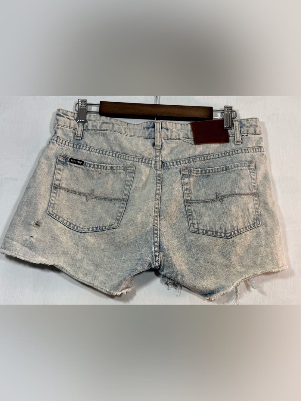 Rusty Distressed Light Blue Jean Shorts - Picture 4 of 16